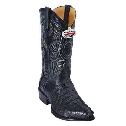 Los Altos Men's Black Genuine Caiman Tail Boots