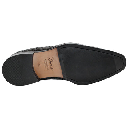 DUCA Tirrenea Black Men's Italian Woven Leather Tassel Loafers