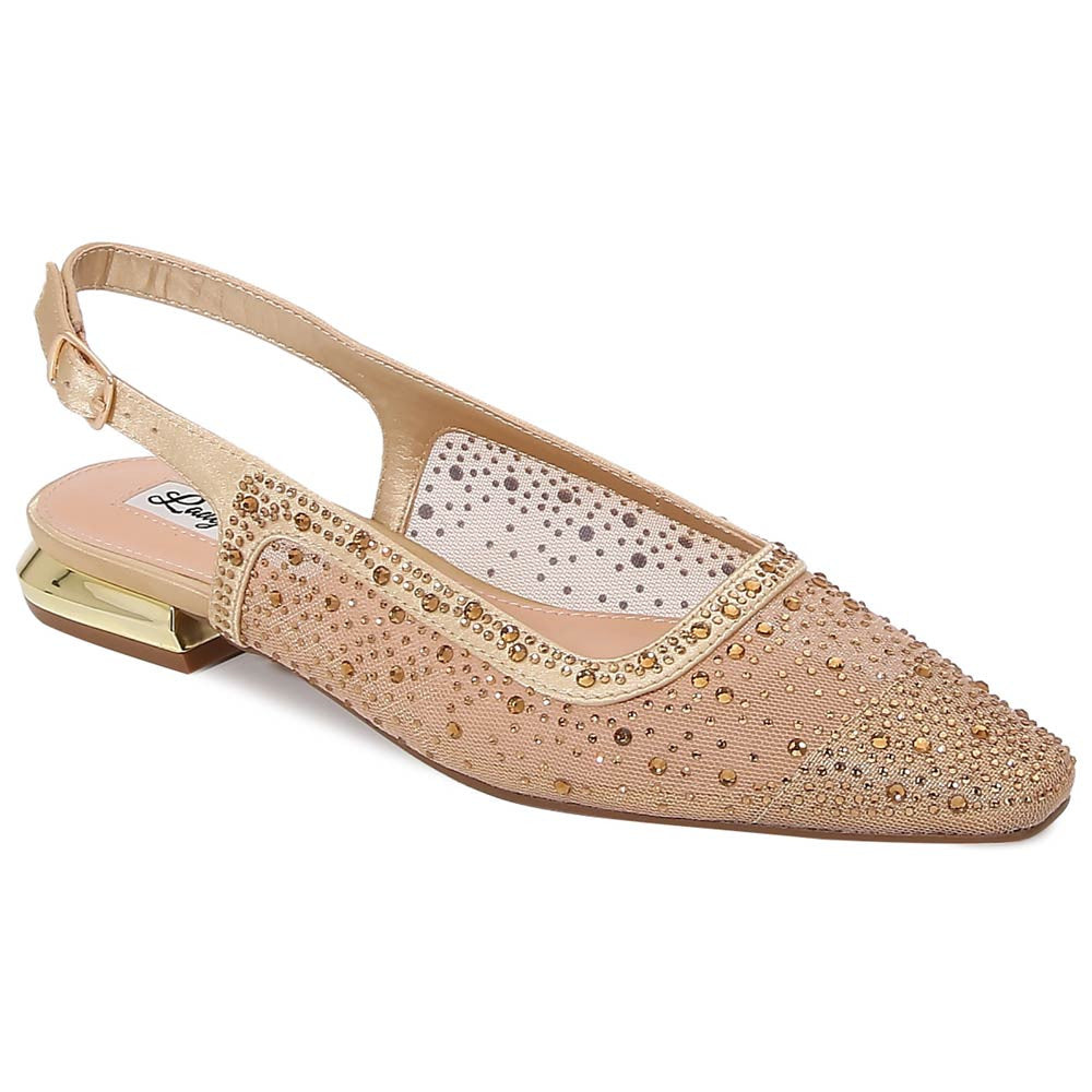Lady Couture Kara 0.75” Block Heel Flats in Gold