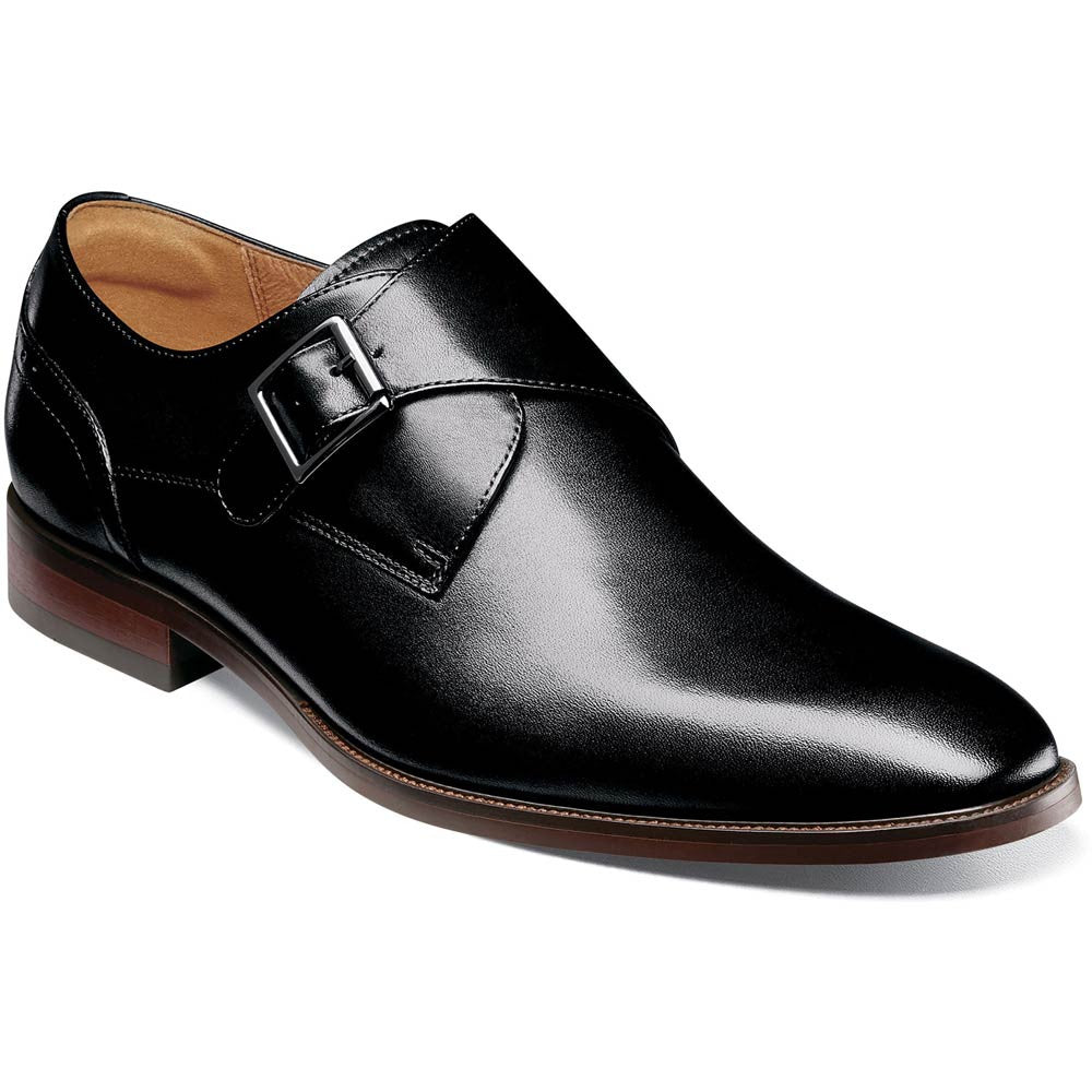 Florsheim Sorrento Black Plain Toe Single Monk Strap Shoes