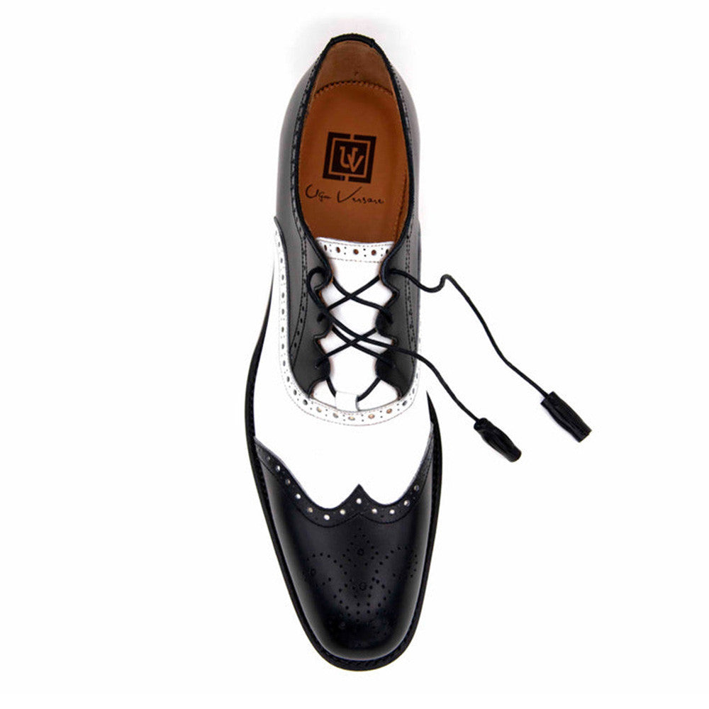 UGo Vasare Stephen Black/White Wingtip Oxfords