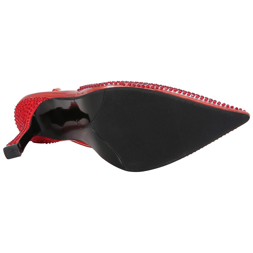 Lady Couture Irene 3.5” High Heel Pumps in Red