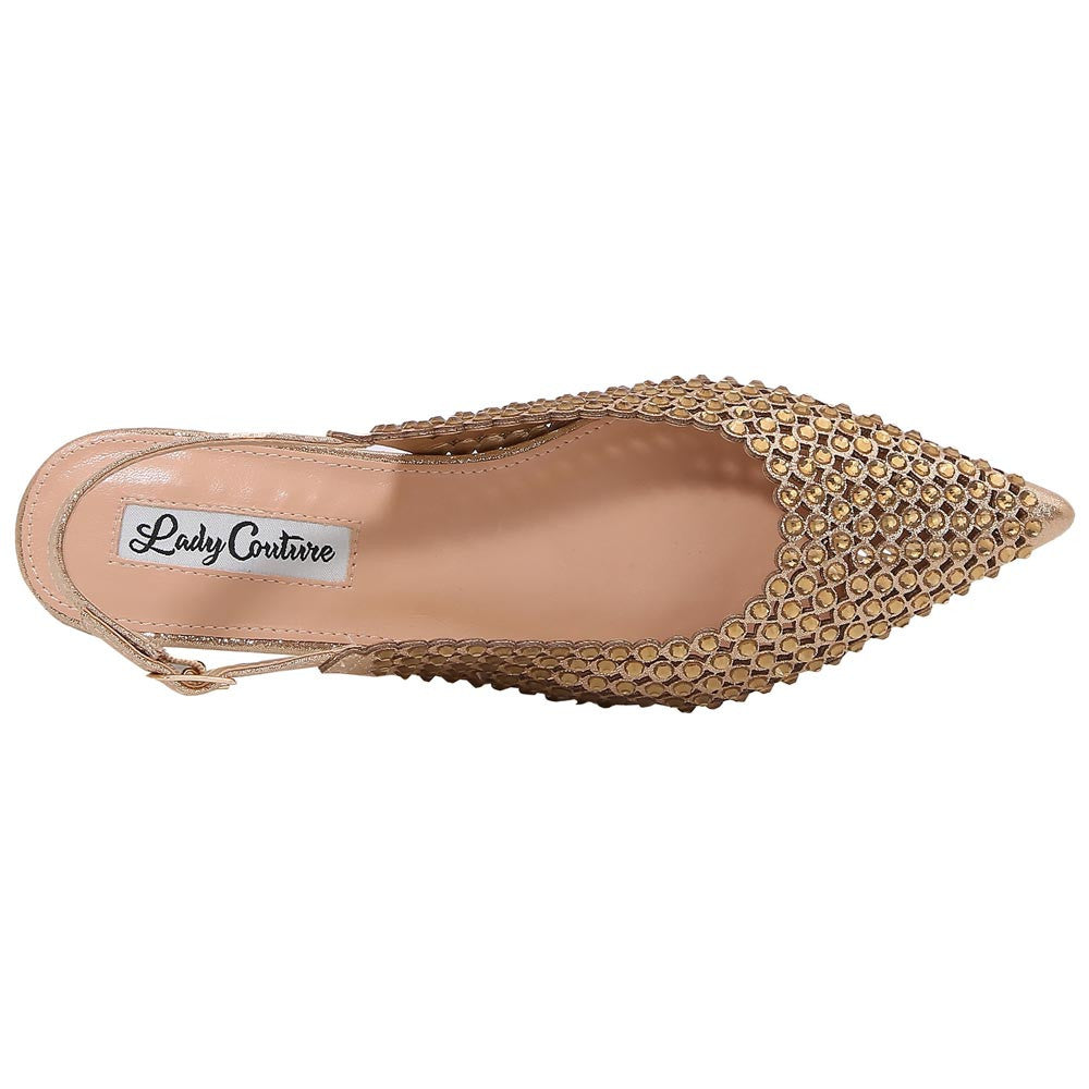 Lady Couture 0.75” Heel Emmy Flats in Gold