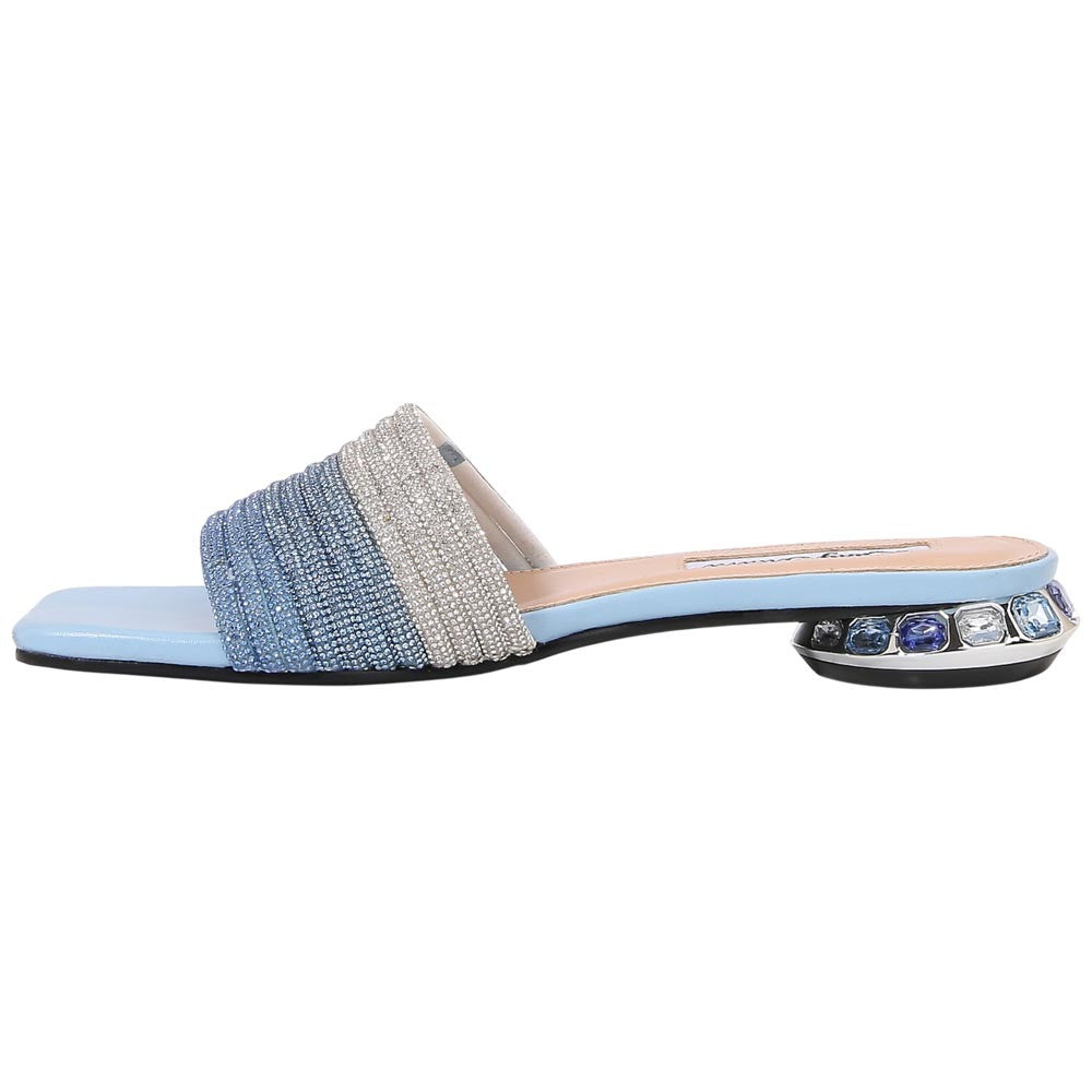 Lady Couture Women's Amazing Blue Multi Metallic Rhinestone Strap Slide Sandals