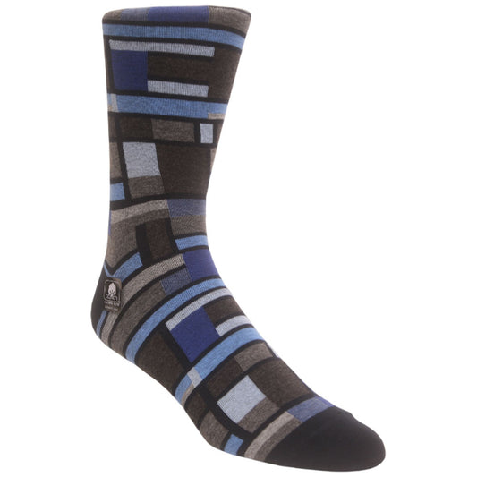 Offset Stripe Blue Navy Men’s Crew Dress Sock | Stacy Adams Premium Socks