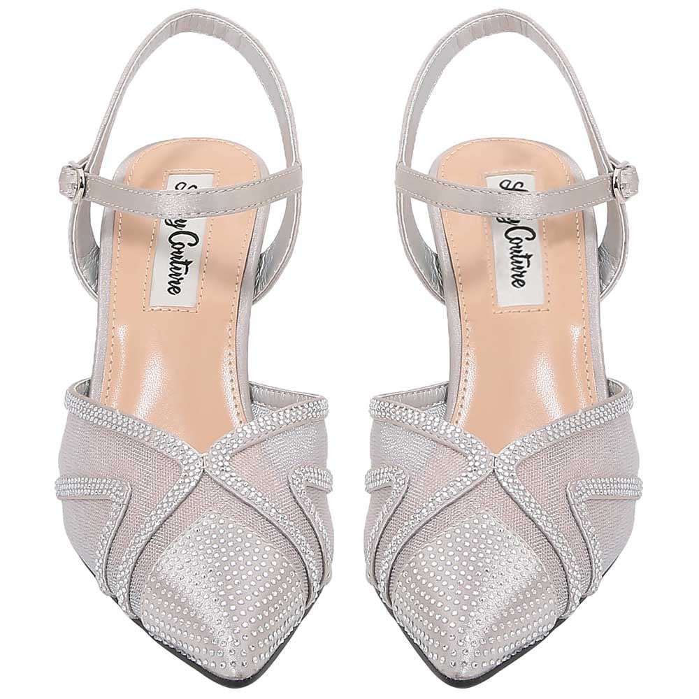 Lady Couture Gala 3.5” Sculpted Heel Pumps in Silver