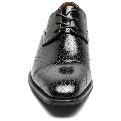 Stacy Adams Men’s Black Textured Leather Cap Toe Oxfords Hobson