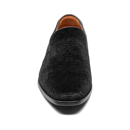 Florsheim Postino Black Velvet Textile Plain Toe Dress Loafer (USA Men Size)