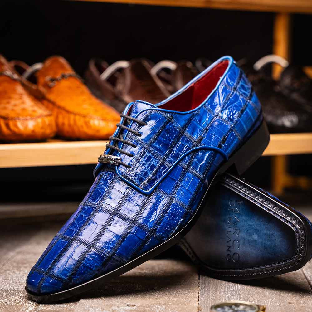 Asti Genuine Caiman Crocodile Skin Patchwork Derby | MARCO DI MILANO
