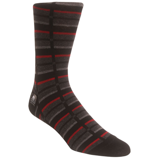 Offset Stripe Red/Black Men’s Crew Dress Sock | Stacy Adams Premium Socks