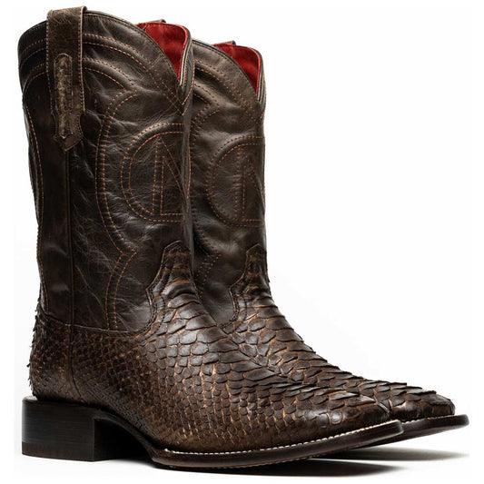 Missouri Genuine Python Skin Brown Cowboy Boot | Marco Di Milano Western Boots