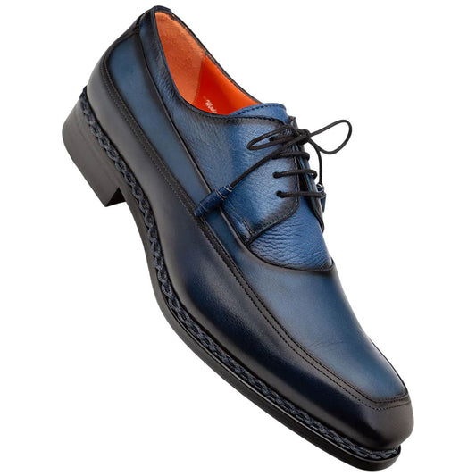 Bowery Calfskin/Deerskin Navy Multi Derby | Mezlan of Spain Dress Shoes for Men
