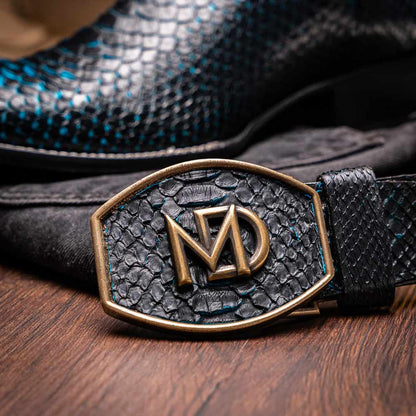Missouri Genuine Python Skin Black and Blue Cowboy Boot | Marco Di Milano Western Boots