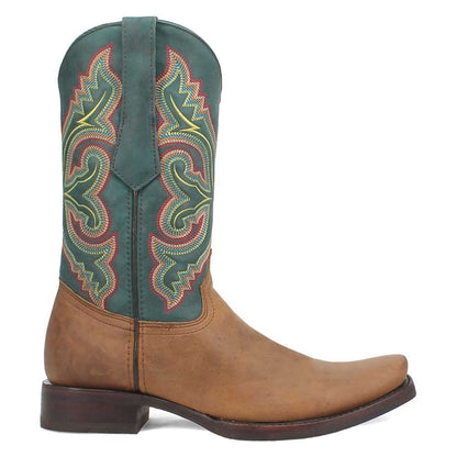Dingo True Grit Tan/Green Leather Snoot Toe Western Cowboy Boots (USA Men Size)