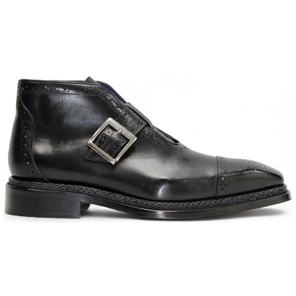 EMILIO FRANCO Aldo Black Leather Buckle Boots