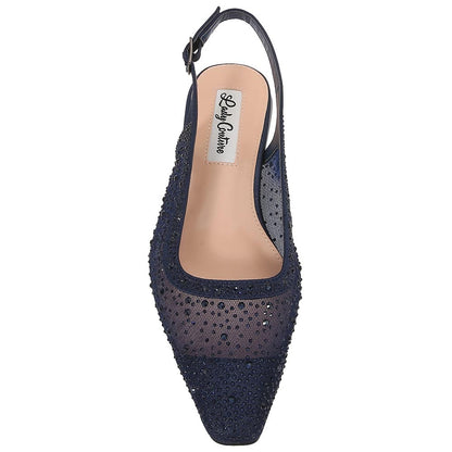 Lady Couture Kara 0.75” Block Heel Flats in Navy