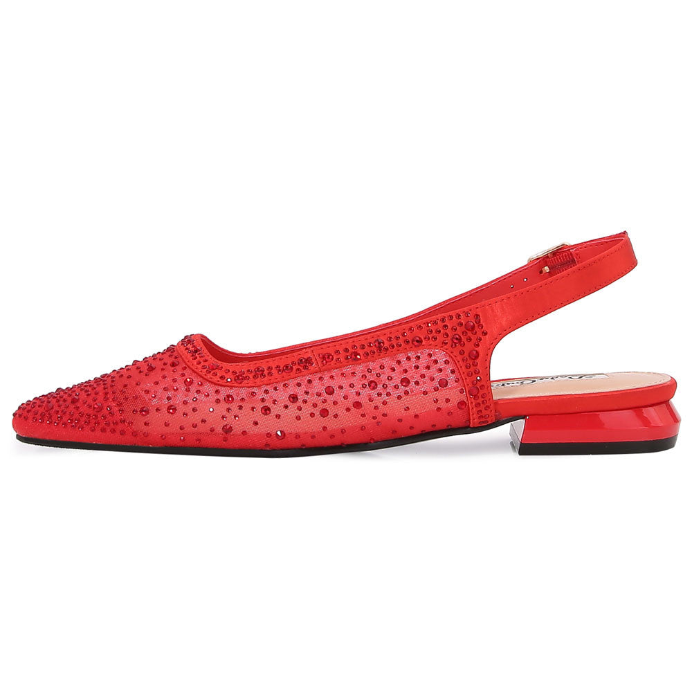 Lady Couture Kara 0.75” Block Heel Flats in Red