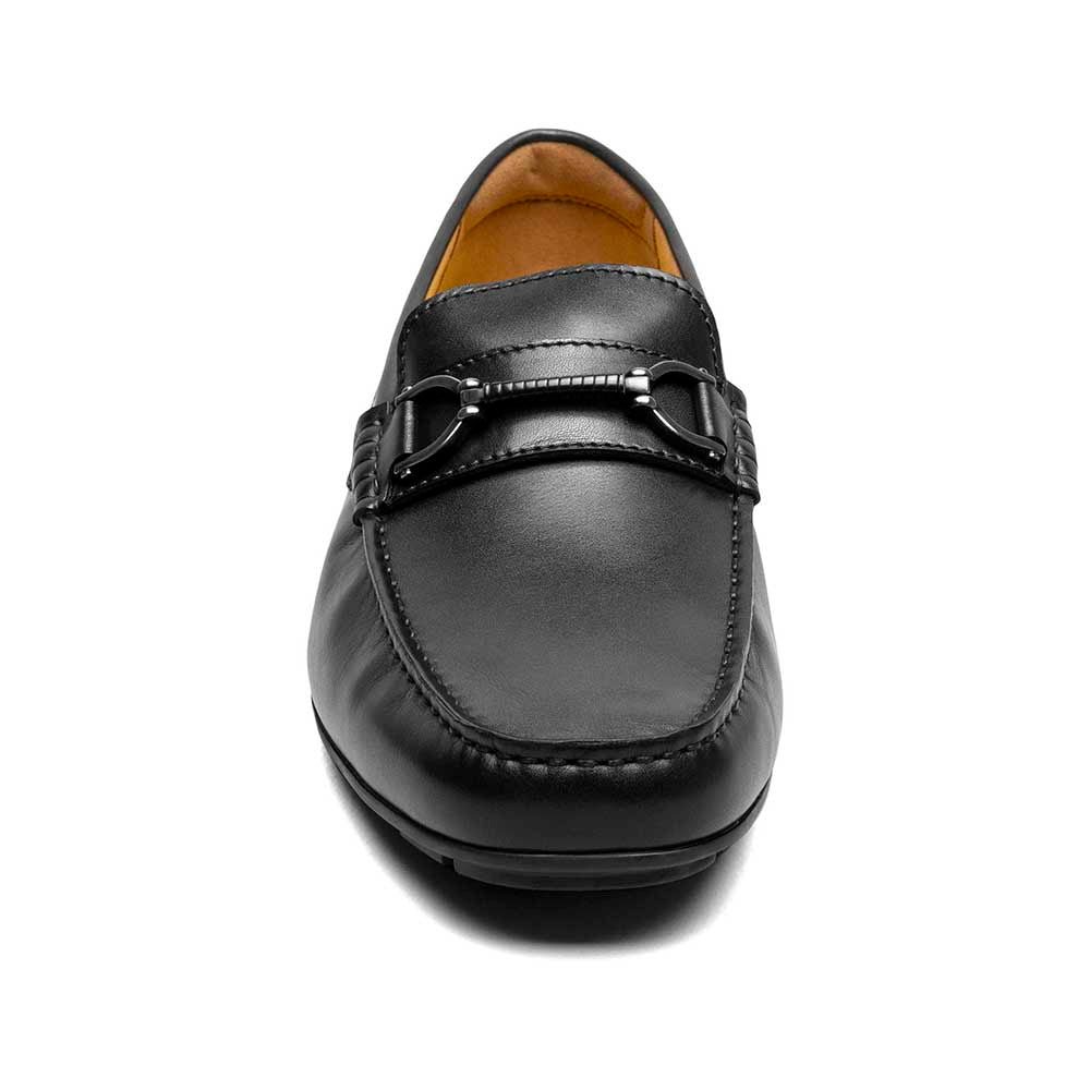 Florsheim Motor Black Smooth Leather Moc Toe Bit Driving Shoes