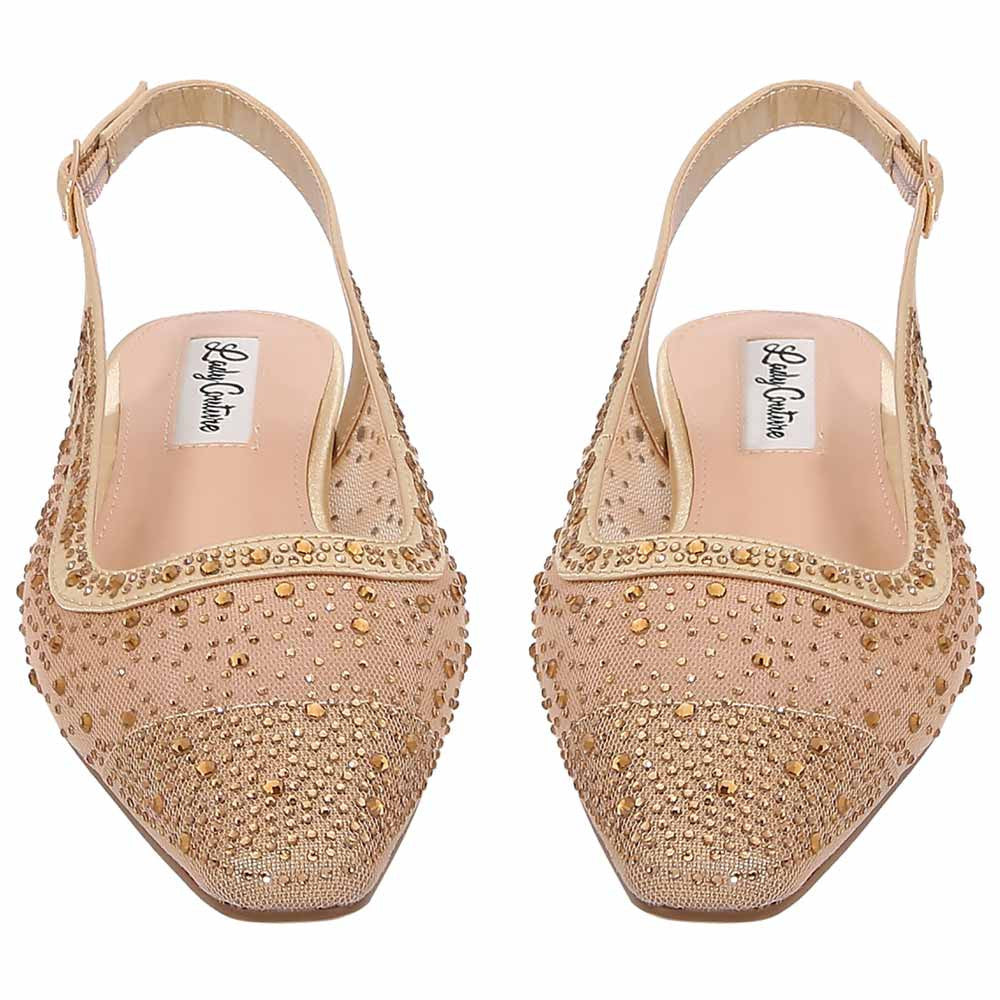 Lady Couture Kara 0.75” Block Heel Flats in Gold