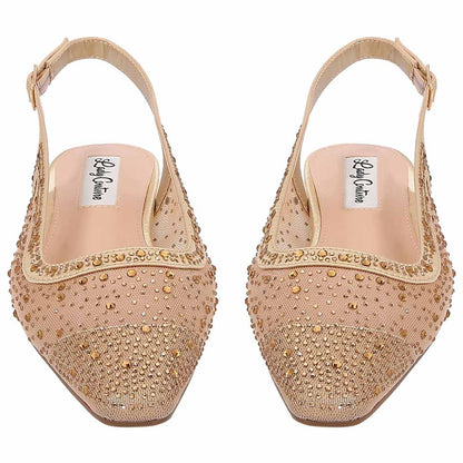 Lady Couture Kara 0.75” Block Heel Flats in Gold