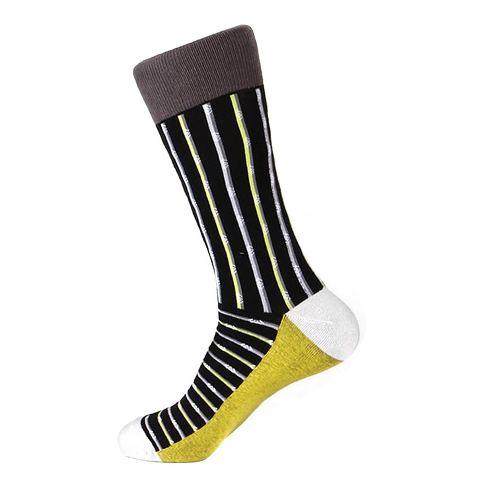 Steven Land Two Tone Stripes Pattern Black Multi Cotton Nylon Spandex Socks