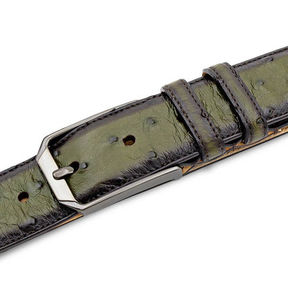 Mezlan Olive Genuine Full Quill Ostrich Skin Belt