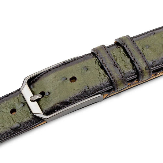 Mezlan Olive Genuine Full Quill Ostrich Skin Belt