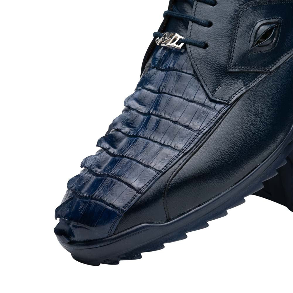 Marco Di Milano Udine Genuine Hornback Caiman & Calf Leather Sneaker - Navy