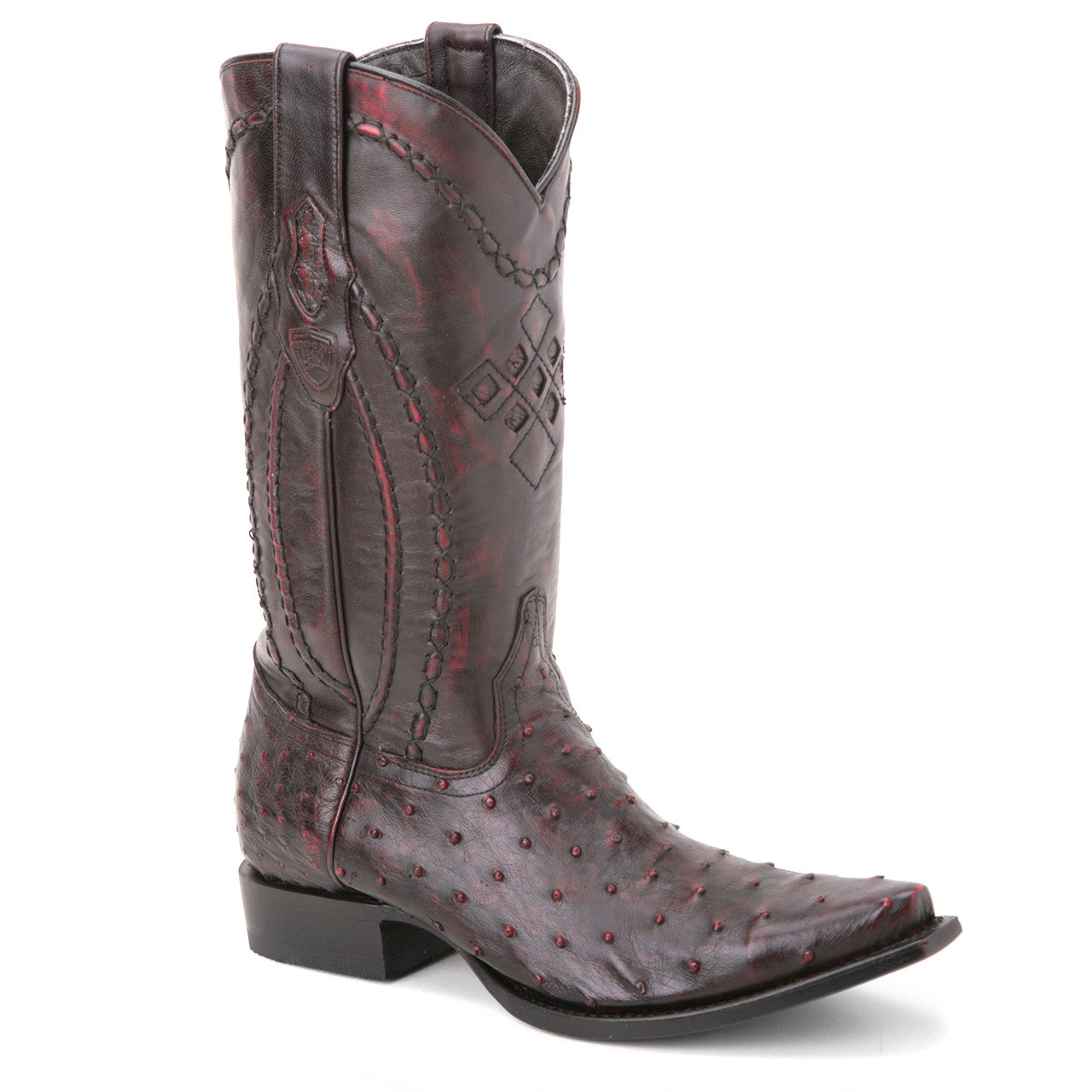 Wild West Black Cherry Genuine Ostrich Boots