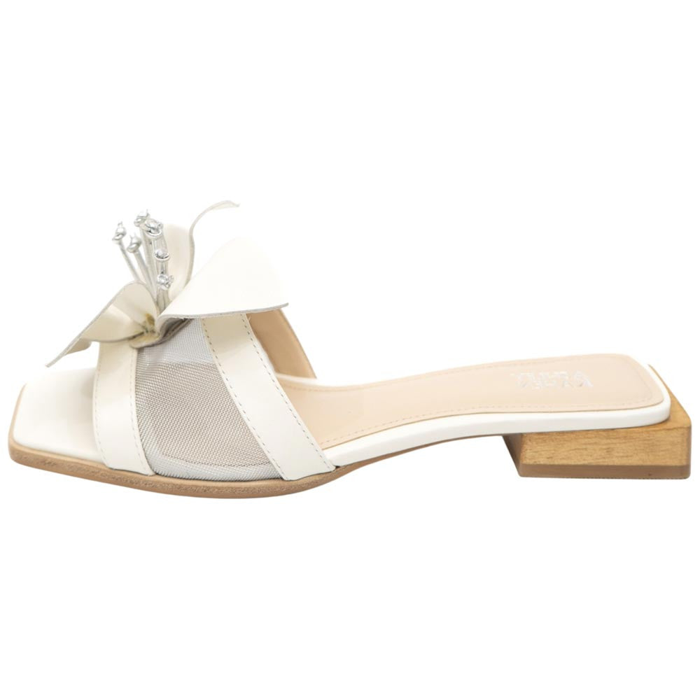 Lady Couture Women's Blossom Beige Leather Slide Sandals