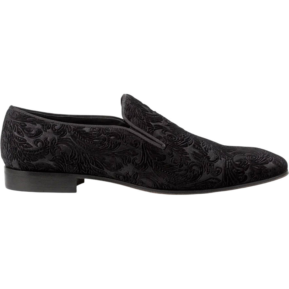 Mezlan Men's Travolta Embossed Velvet Evening Pump in Black