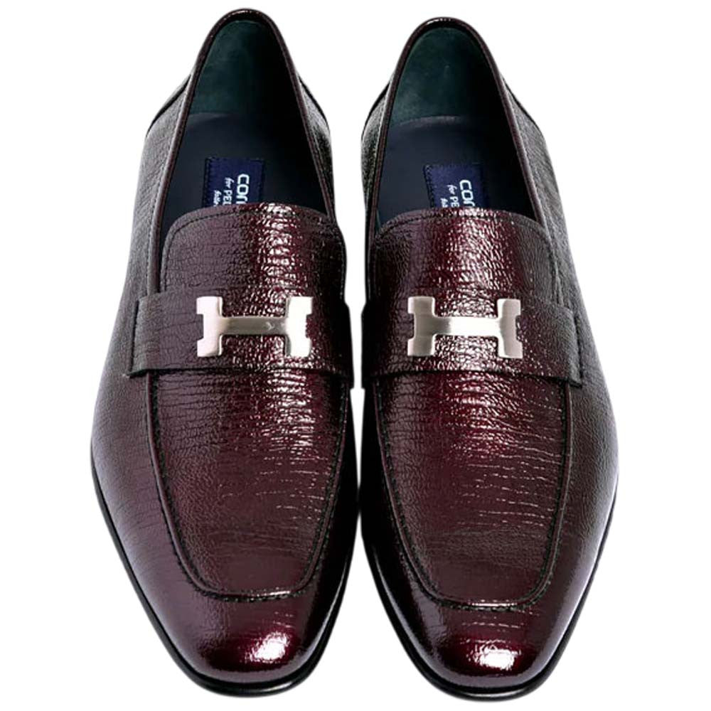 Corrente Burgundy Vita Calfskin H Buckle Loafer for Men