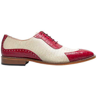 Stacy Adams Tarango Modified Cap Toe Raspberry w/Ivory Oxford Shoes for Men