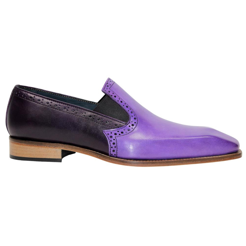 DUCA Paliano Lavender/Purple Italian Leather Slip-On Loafers for Men