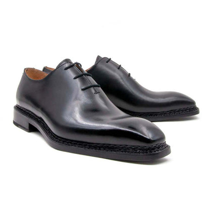 UGo Vasare Contemporary Hand-Crafted Jason Sr. Black Laceup Shoes