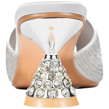 Lady Couture Fontana Women's Silver Block Heel Wide Vamp Mules