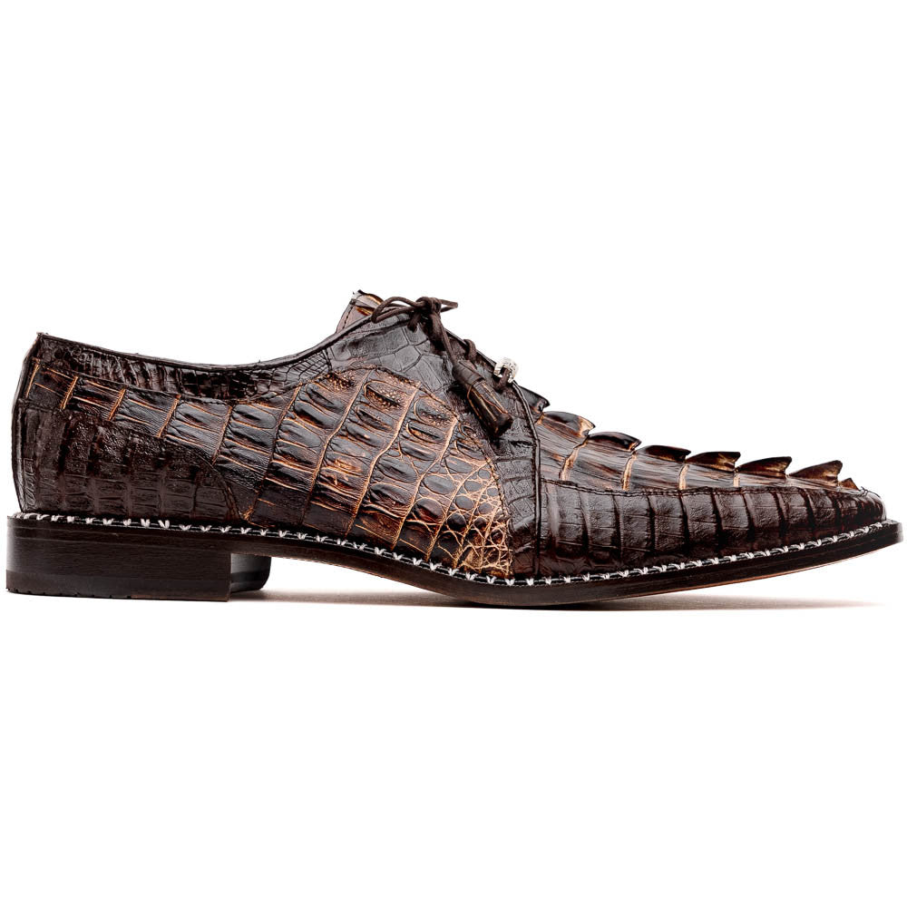 Caribe Men's Orix/Brown Genuine Caiman Crocodile Skin Derby | Marco Di Milano