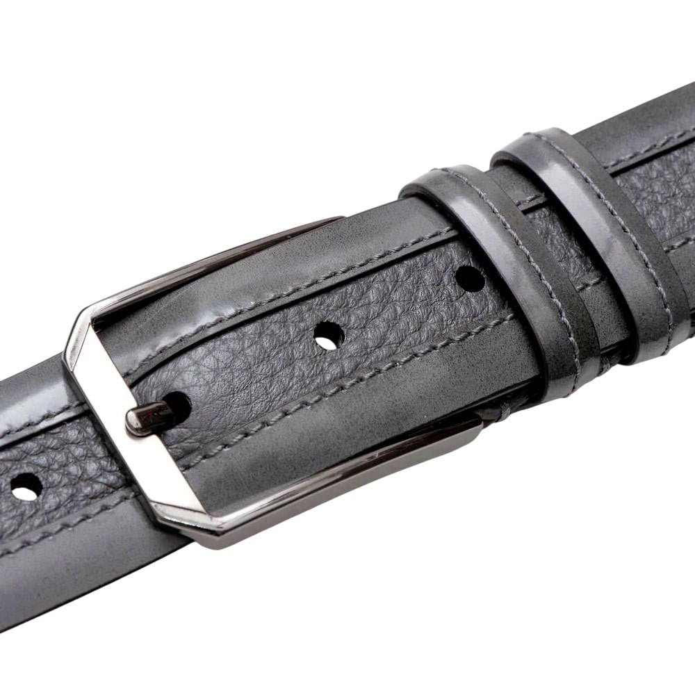 Mezlan Men's Hi-Shine Cordovan & Deerskin Belt in Grey