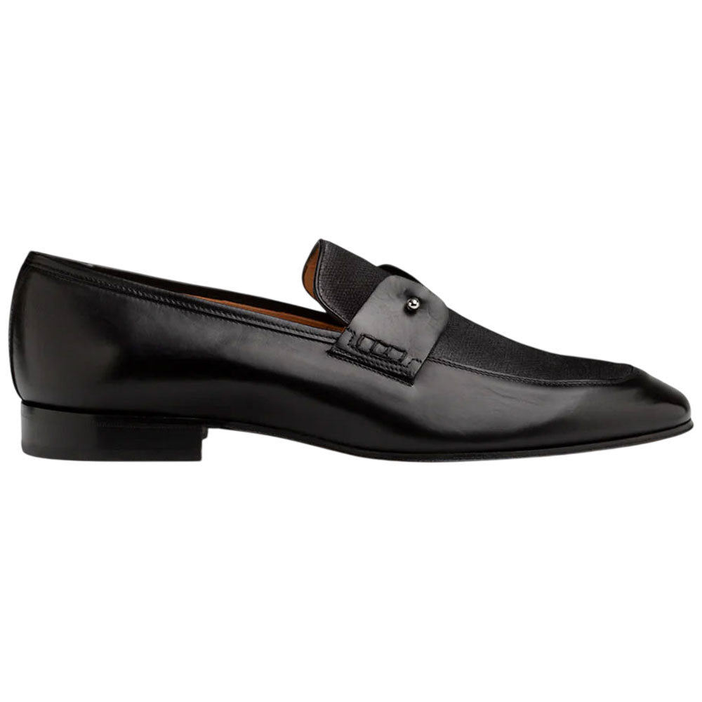 Mezlan Men's Saona Black Calf/Linen Moc Toe Slip-On Loafer