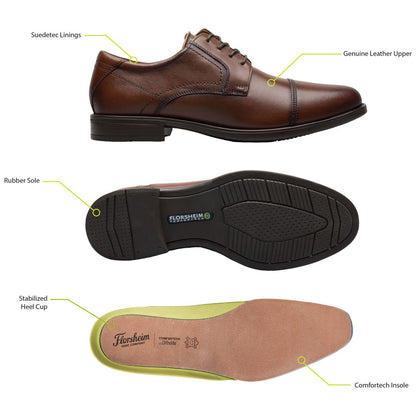 Midtown Wingtip Oxford | Florsheim Cognac Dress Shoes for Men