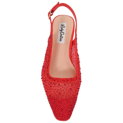 Lady Couture Kara 0.75” Block Heel Flats in Red