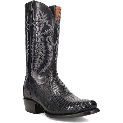 Dan Post Ringold Lizard Skin Antique Black 13" Cowboy Heel Boots (USA Men Size)