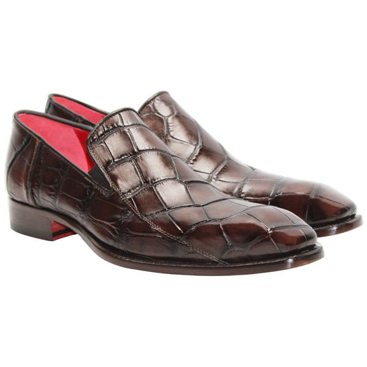 Fennix of Italy Genuine Alligator Skin DUSTIN Chocolate Loafers (USA Men Size)