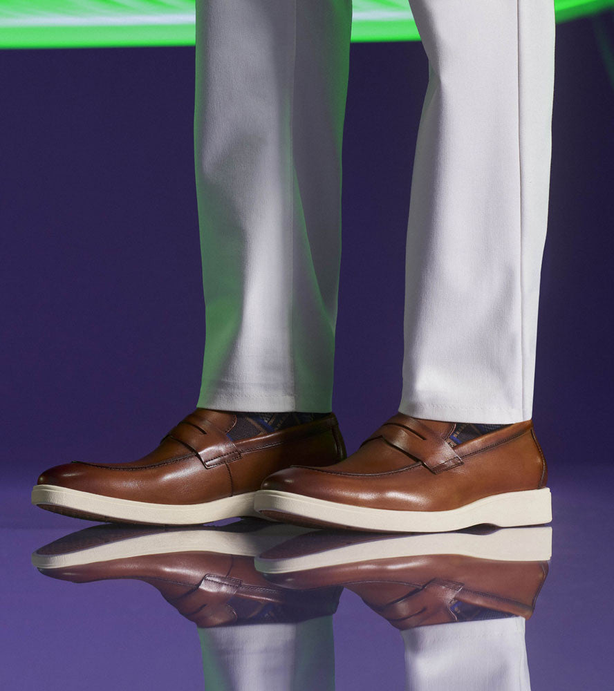 Spencer Moc Toe Penny Slip On | Stacy Adams Dress Loafers in Tan for Men