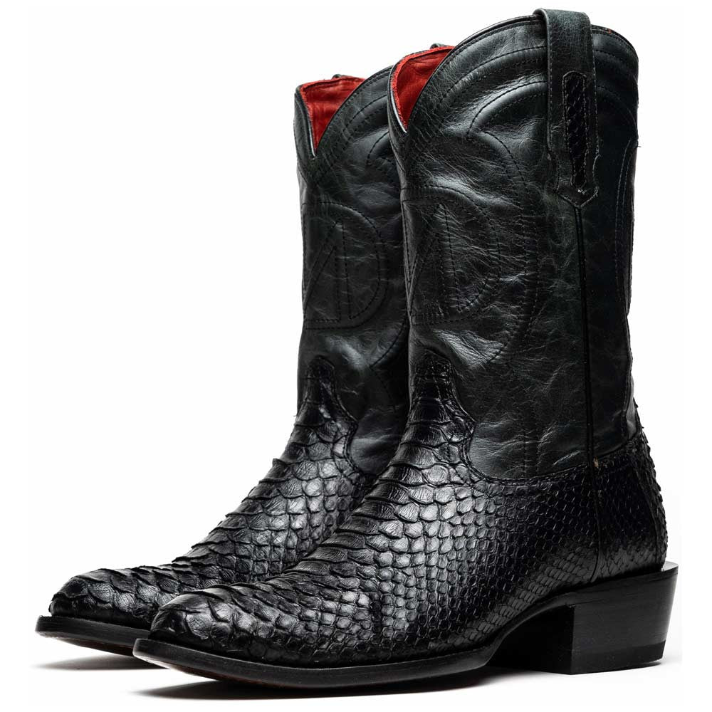 Kansas Genuine Python Skin Black Cowboy Boot | Marco Di Milano Western Boots