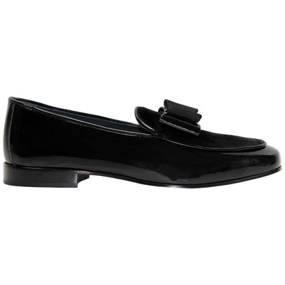 Amalfi Black Velvet & Patent Leather Slip on | Duca Bow Dress Loafers