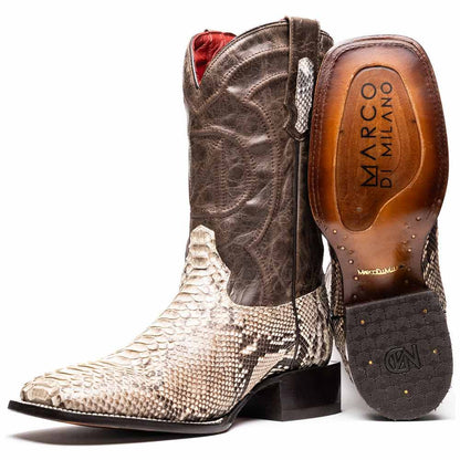 Missouri Genuine Python Skin Natural Cowboy Boot | Marco Di Milano Western Boots