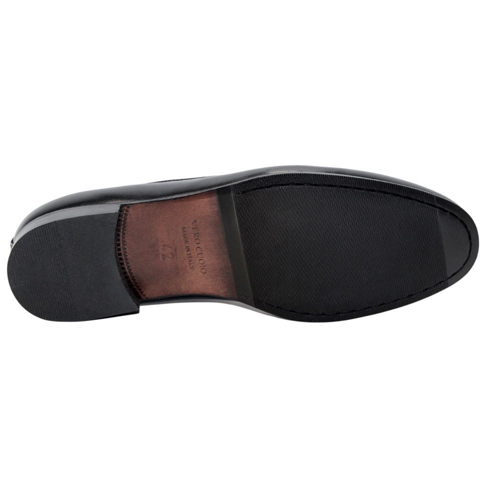 DUCA Adam Men's Black Italian Leather Kiltie Tassel Loafers