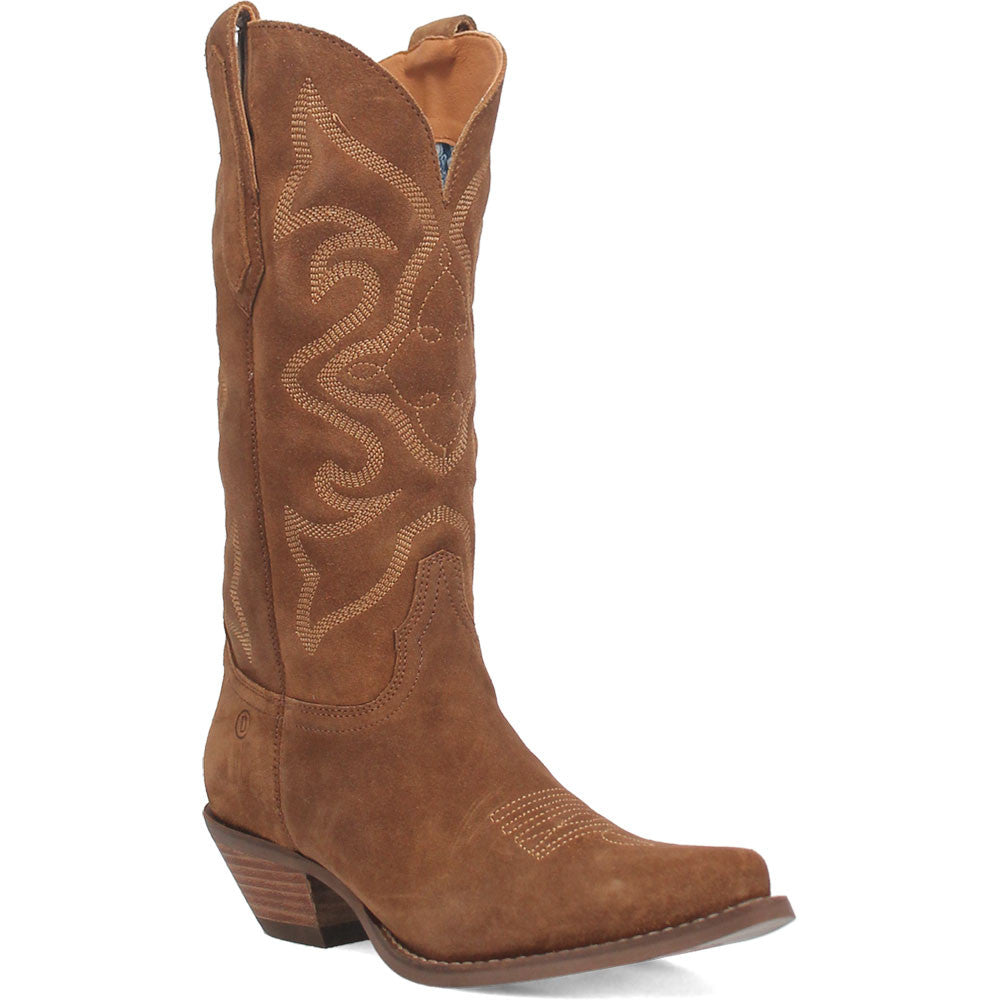 Dingo Suede Out of West Snip Toe Camel Western Boots for Women