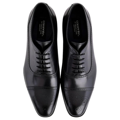 Corrente Men's Perforated Cap-Toe Oxford - Black